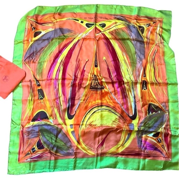 Hermes La Tour Eiffel S’Envole Silk Printed Scarf With Bag New - Picture 1 of 7